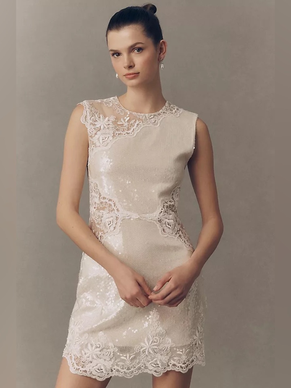 BHLDN Sequin and Lace Mini Dress